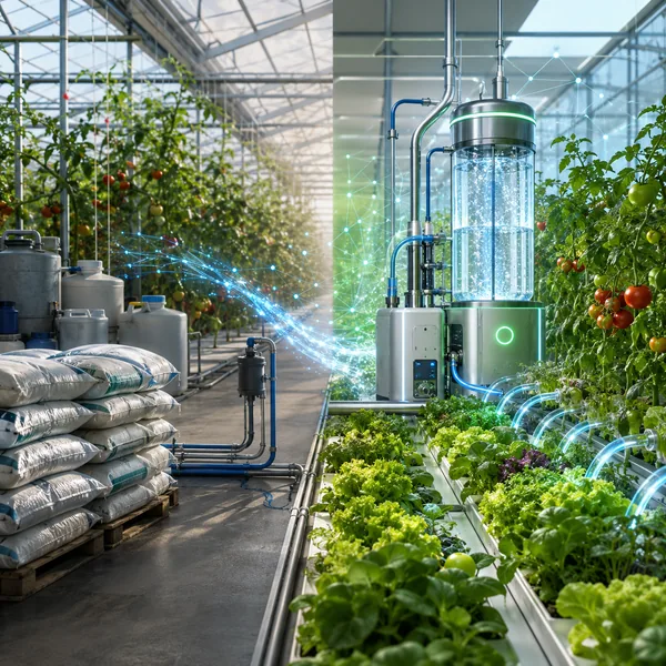 On-site Plasma-Activated Water reactor operating in a greenhouse